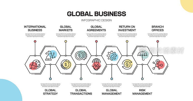 Global Business Related Line Infographic Design
